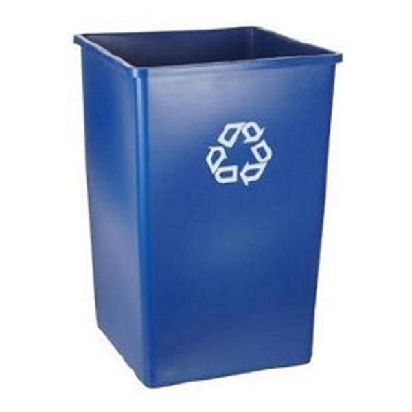 Can Trash Untouchable Resin 35gal No Lid Blue Square 4/Ca